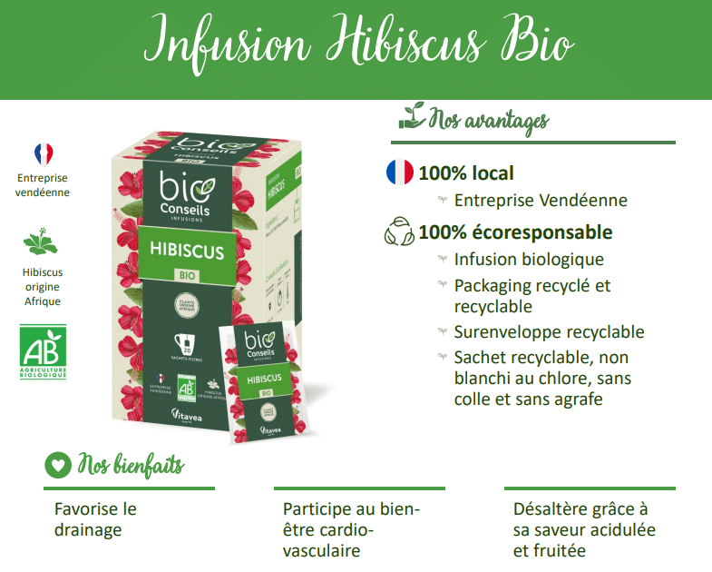 Tisane Hibiscus BIO 20 sachets - Marché des Terroirs